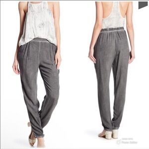 Anthropologie Tina Jo lightweight grey burnout straight leg‎ pants small